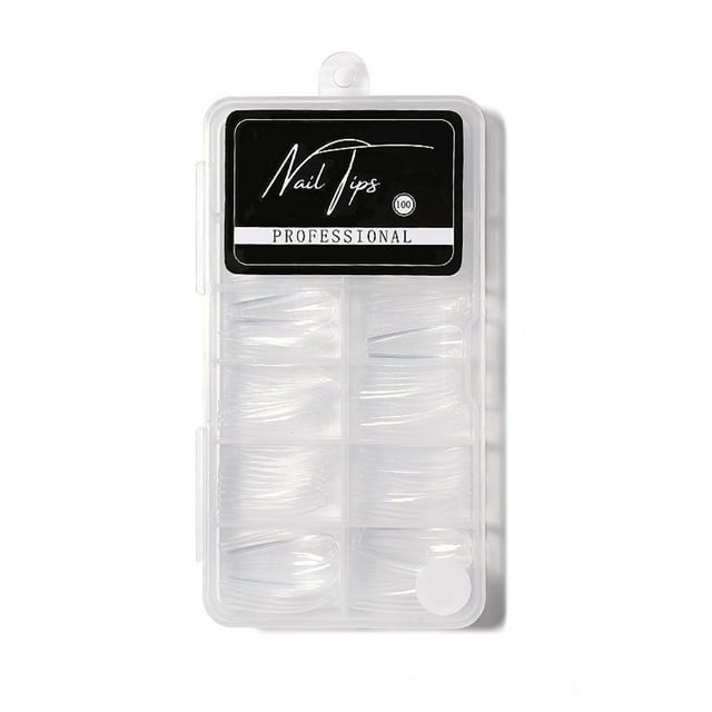 Amdohai 100 Pcs Faux Ongles Embouts Transparents Embouts d'Ongles en Acrylique Couverture Complète Demi-Couverture Faux Ongles Ongles Artificiels Forme Cercueil Ballerine Embouts pour Salons de Manucure et Bricolage Nail Art 10 Tailles