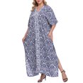 thumbnail image 2 of HDE Women UPF 30+ Kaftan Dress Oversize V Neck Long Plus Size Maxi Swim Cover Up, 2 of 5
