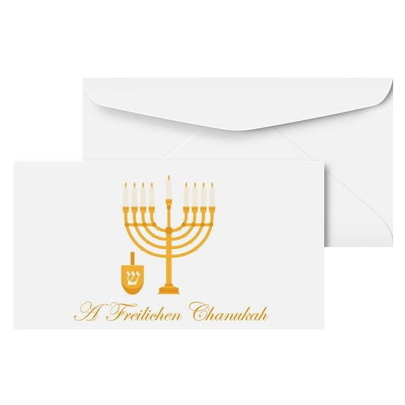 'A Freilichen Chanukah' Envelopes, Money, Check and Currency Holder, Hanukkah Religious Jewish Holiday Greeting for Cash, Coins, Presents & Gift Cards | 3-5/8" x 6-1/2" | 25 per Pack