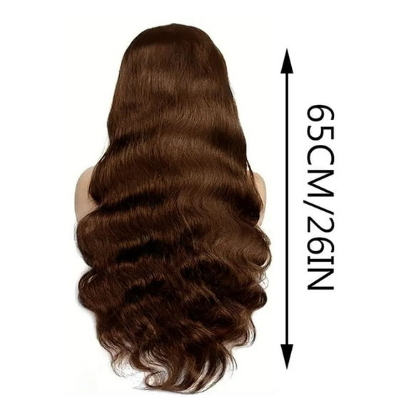 Wig with Bangs, Wigs for Women, Front Lace Wigs Hair Pre Plucked Wigs Hair Glueless Wigs Human Hair For Women Brazilian Wig Dark Brown 65cm