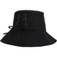 thumbnail image 2 of CoCopeaunts Summer Beach Hat for Women Hatband Foldable Fashion Solid Bucket Cap UV Protection Cross Bow Straps Fisherman Hat, 2 of 8