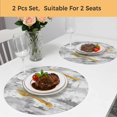 thumbnail image 5 of Grey Abstract Round 15 Inch Placemats Set of 2, Modern Oil Painted Art Contemporary HeatResistant Non Slip Place Mats for Dining Table, Wipeable Braided Kitchen Table Mats for Housewarming, 5 of 9