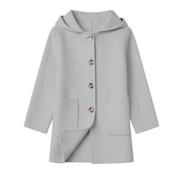 Edvintorg Trench Coat Girls Solid Color Long Sleeve Loose Casual Jacket Fall Winter Button Down Long Outerwear with Pocket Clothes for Teens Size 5-15