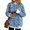 Blue #09, variant on Leopard Print Sweatshirts for Women Fake Layer Sweatshirts Crew Neck Long Sleeve cheetah print Top Casual Fall Pullover