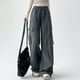 thumbnail image 3 of Pantalones cargo de mujer de cintura media y pierna ancha con bolsillos laterales - Ropa urbana elástica y holgada para viajar - Puños con cordón ajustable en los tobillos, poliéster, para todas la, 3 of 7