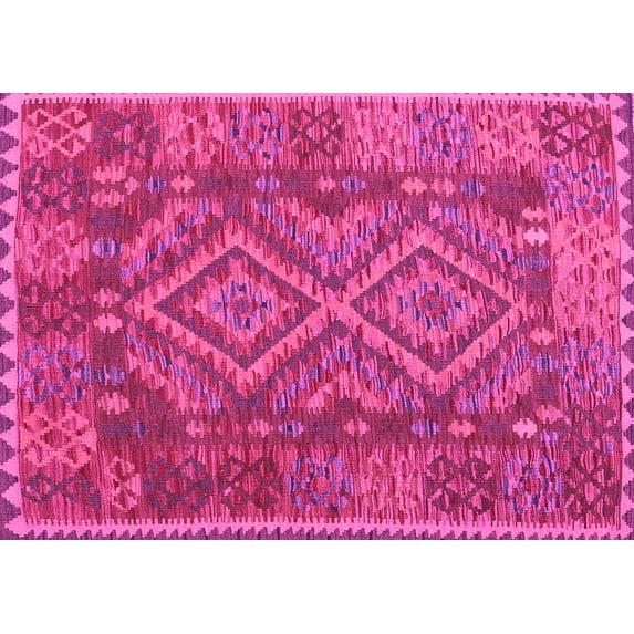 Ahgly Company Indoor Rectangle Oriental Pink Traditional Area Rugs, 3' x 5'
