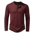 thumbnail image 6 of Mens Clothing Long Sleeve T-shirt Fashion Button Henry Collar Tops, 6 of 6