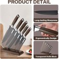 thumbnail image 3 of shiyou-Knife Set, Kitchen Knife 6 Pieces Set with Vertical Storage Transparent Knife Block, Stainless Steel Blade with Non-Stick Coating, Non-Slip Wood Grain Handle Perfect for Housewarming Gift, 3 of 4