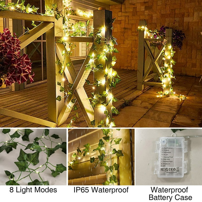 Artificial ivy garland with led string lights deals