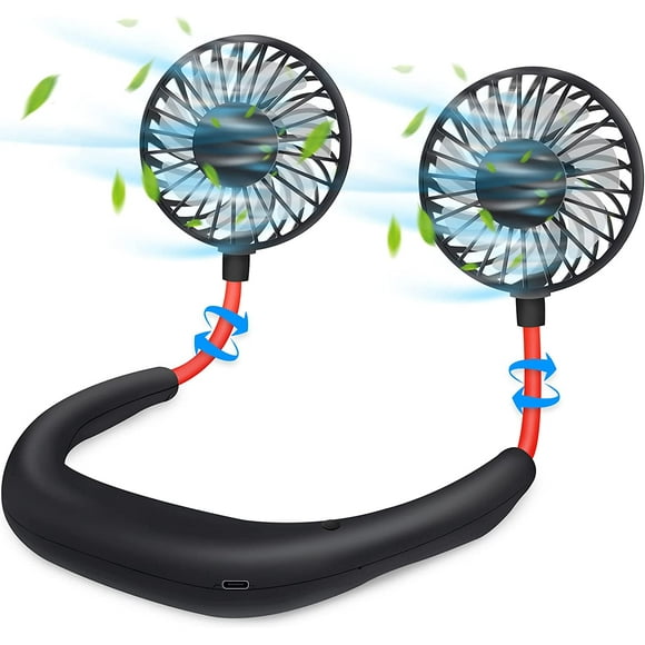 【2023 New】 Neck Fan,Portable Fan USB Rechargeable Battery Mini Handheld Personal Wearable Hand Free 360 Degree Rotation Fan for Office Household Travel Room Outdoor Sports (Black)