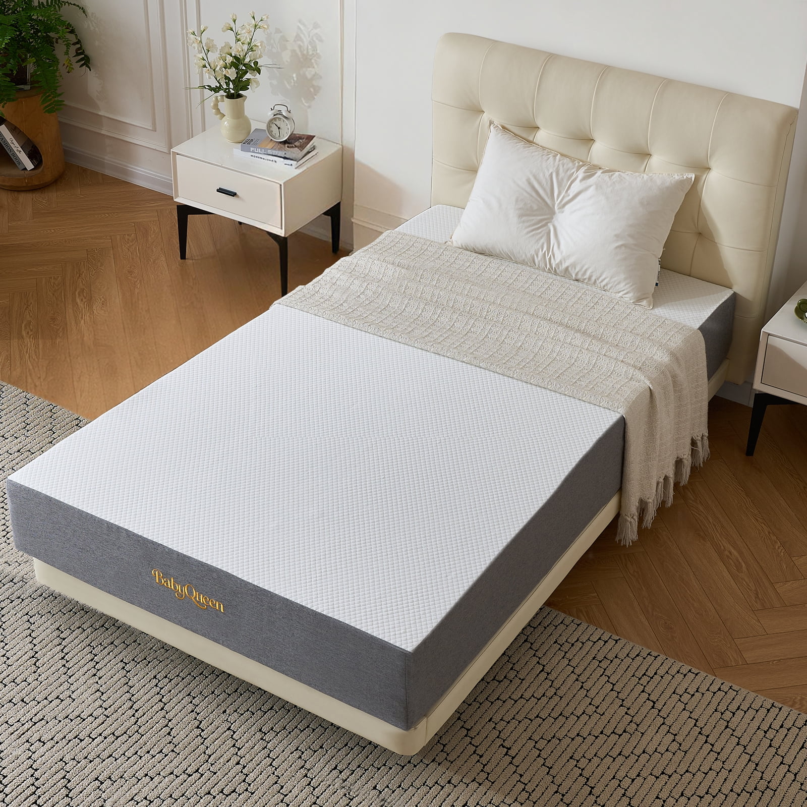Babyqueen Twin Mattress 8 inch Gel Memory Foam Mattress in a Box, High Density Support Foam, Medium Firm, Certipur-US Certified