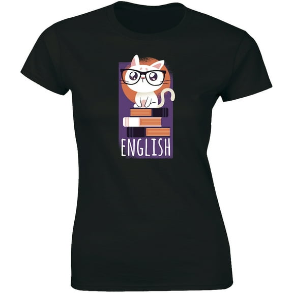 Cute I Love Books Nerdy Cat Glasses Love To Read Cats Lover Gift Women's T-Shirt