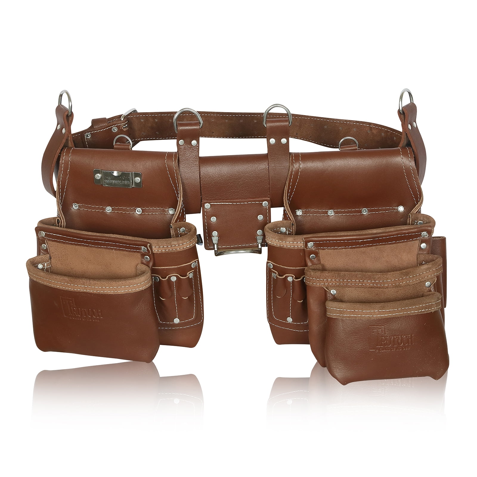 Genuine Leather 11 Pocket Carpenter Framer's Adjustable Tool Pouch Bag Belt /Rig 