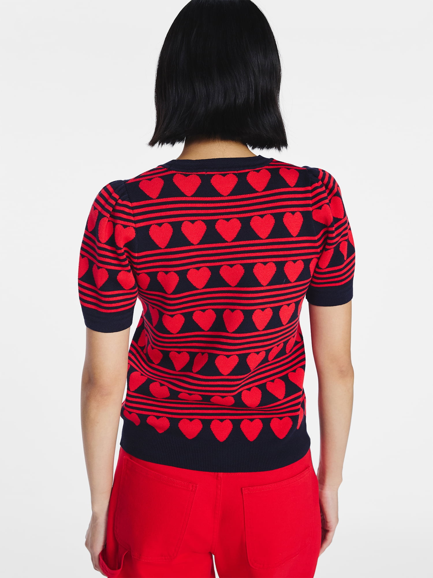Free Assembly Women's and Women's Plus Cozy Yarn Shrunken Sweater Tee with Short Sleeves, Solid & Print, Lightweight, Sizes XS-4X