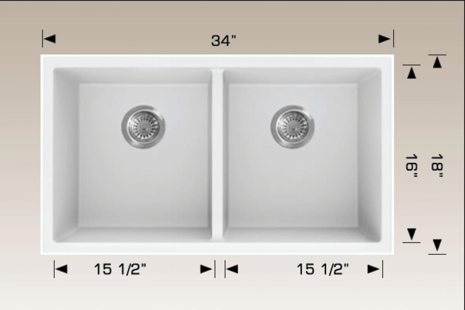 American Imaginations 34-in. W CSA Approved White Granite Composite Kitchen Sink With 2 BowlAI-34572