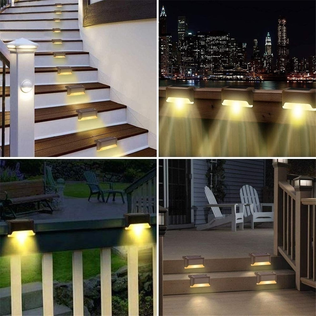 1/2/3/4PCS Solar 3 LED Stainless Steel Garden Patio Stair Deck Waterproof Lights 