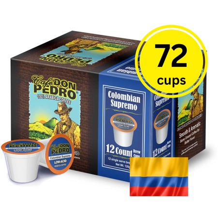 Café Don Pedro Colombian Supremo Medium Roast Single Serve Coffee Pods  72 Ct (6 Boxes of 12)