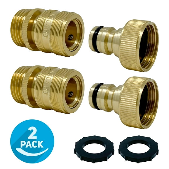 Garden Hose Quick Connect Fittings 2-Pack 3/4 Inch Solid Brass by Kelaro