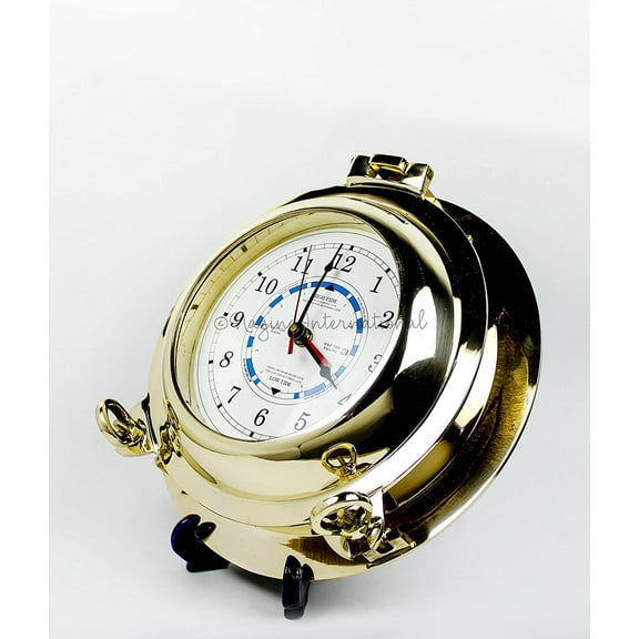 "Nagina International Nautical Boat's Porthole Time & Tide Clock | Maritime   Brass Ship's Decor (6 Inches)"