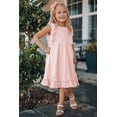thumbnail image 3 of ABPHQTO Vestido de niña rosa con volantes en la cintura imperio plisado y fluido, 3 of 5