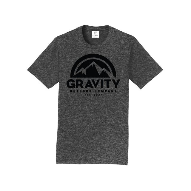 Gravity Outdoor Co. T-Shirt à Manches Courtes - Gris Chiné - Logo Noir - TG