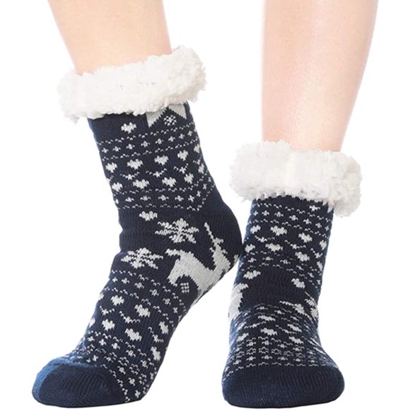 AmPm 3 Paires de Chaussettes pour Femmes Chaudes Intérieures Doublées de Polaire Antidérapantes Chaussettes de Plancher