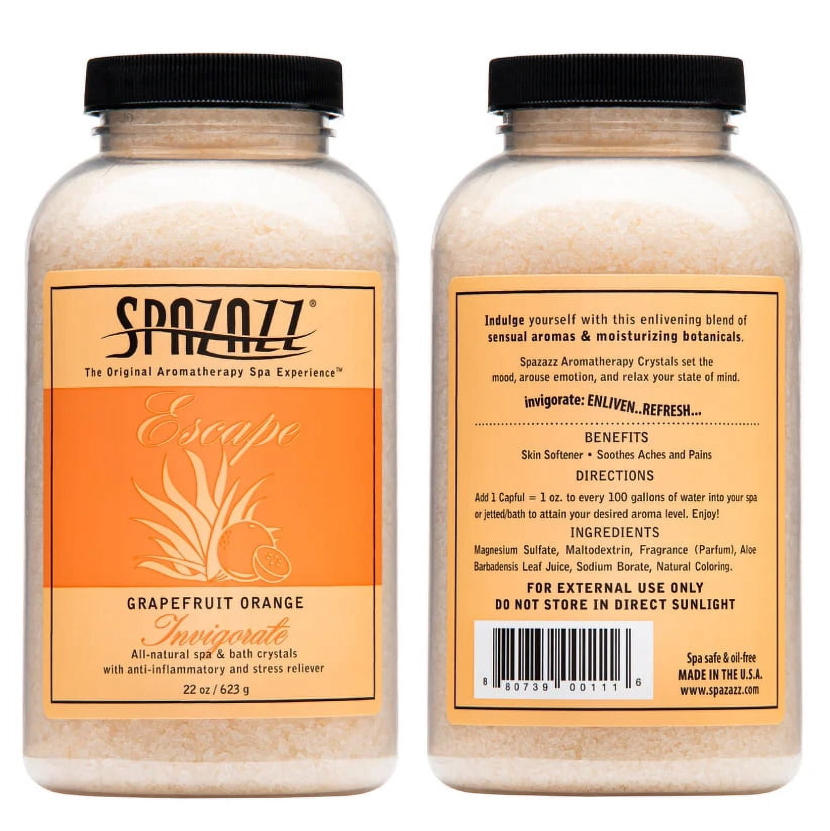 Spazazz SPZ-111 22 oz Aromatherapy Spa & Bath Crystals, Grapefruit Orange Invigorate