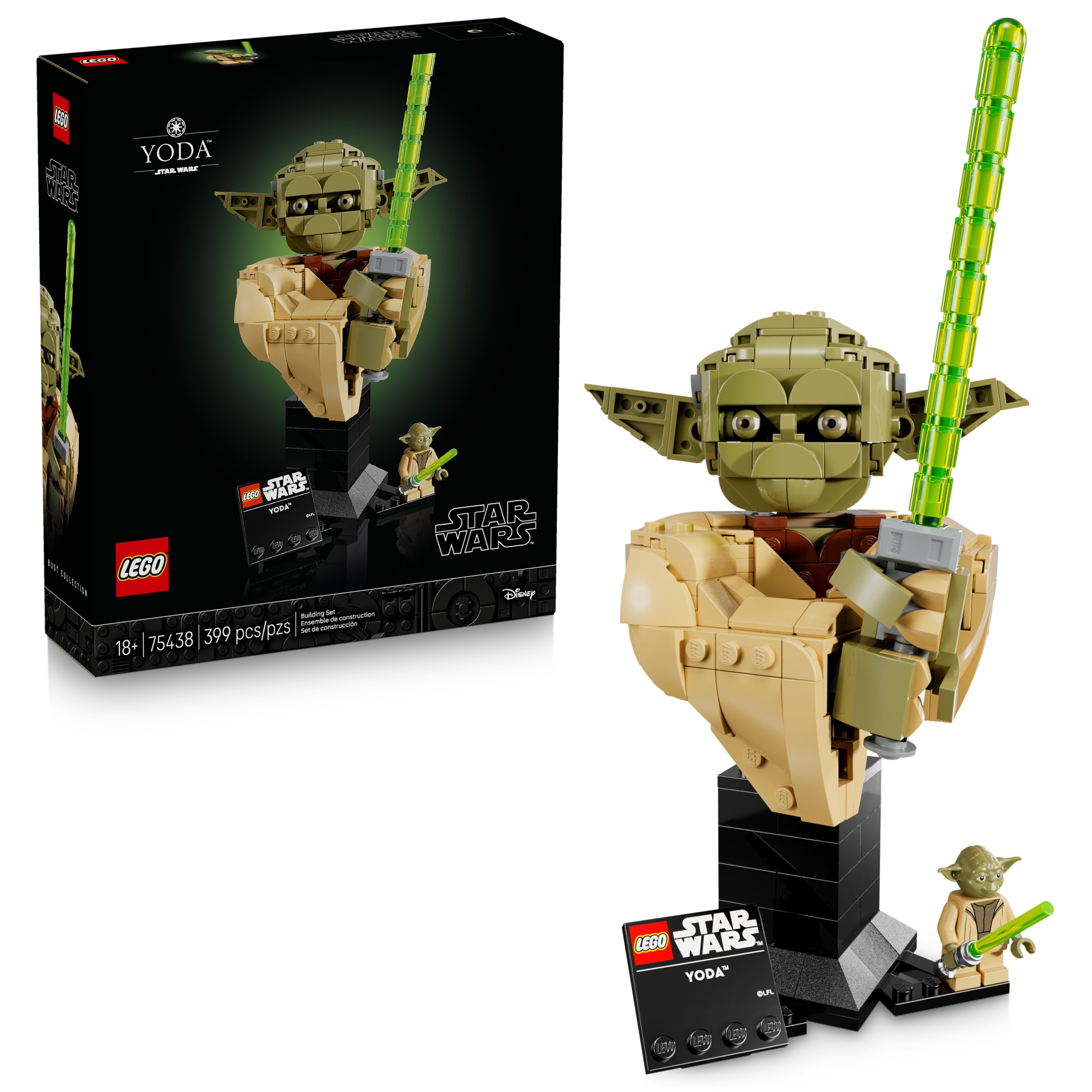 LEGO Star Wars: Attack of the Clones Yoda Bust with Lightsaber - Collectible Building Set for Adults, Ages 18+ - Star Wars Gift for Men & Women - Bedroom or Shelf Decor - 75438