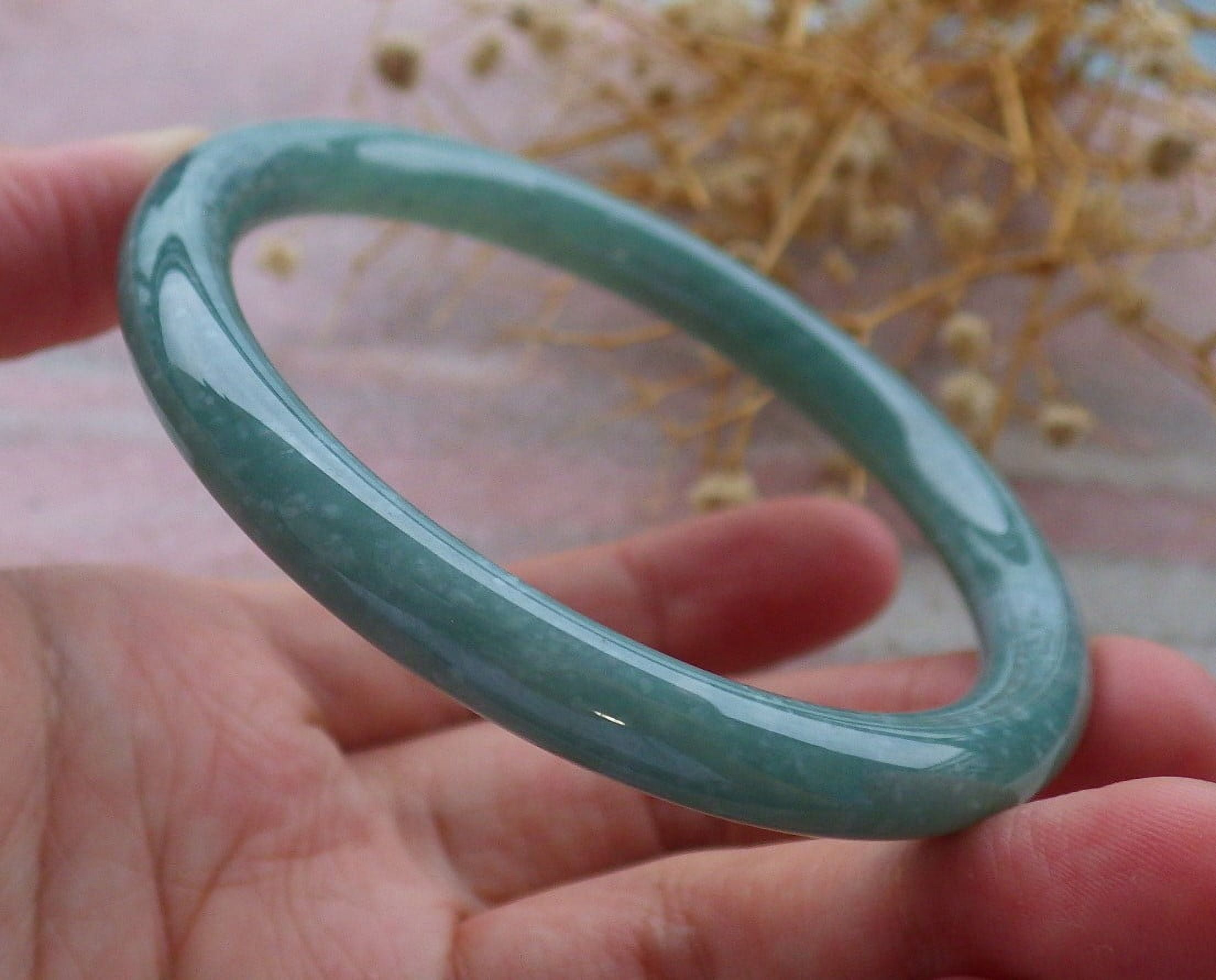Icy Green Natural A JADE Jadeite Circle Bangle Bracelet 60 mm 685082 TN