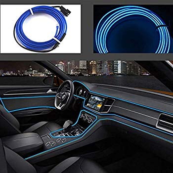 Kmruazre Neon EL Wire Glowing Electroluminescent Wire Light Cold Lights with Drive Light Lamp Glow String Strip for Car Costume Cosplay Festival Decoration 5m/16ft,USB, Ice Blue 