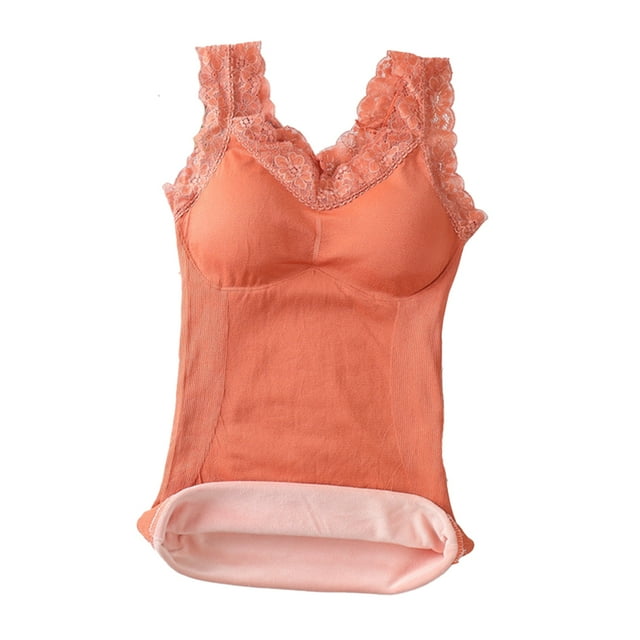 Qarigey Chinlon Mujer Chaleco Térmico Mantener el Calor Flexible Correa de Hombro Lavable Reutilizable Invierno Otoño Lencería Ropa Interior Ropa interior Naranja Talla grande