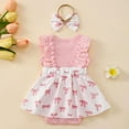 thumbnail image 4 of Sopiago Baby Girl Clothes Romper for Baby Girl Dress Lace Ruffle Sleeveless Summer Outfits with Headband Light Pink,0-3 Months, 4 of 7