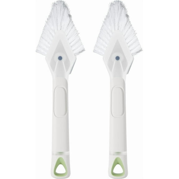 Hard Bristle Crevice Cleaning Brush with Soap Dispenser 2 Pcs, Multifunctional Gap Scrub Brush, Small Cleaning Brushes for Tight Spaces, Corner, Windows, Kitchen, Bathroom, Sink, Grout, Car