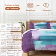 thumbnail image 6 of 3 Piece Purple Turquoise Oil Painting Duvet Cover Set California King,Microfiber Comforter/Quilt Cover with Corner Ties and 2 Pillowcases,Abstract Modern Geometric Soft Bedding with Zipper Closure, 6 of 8