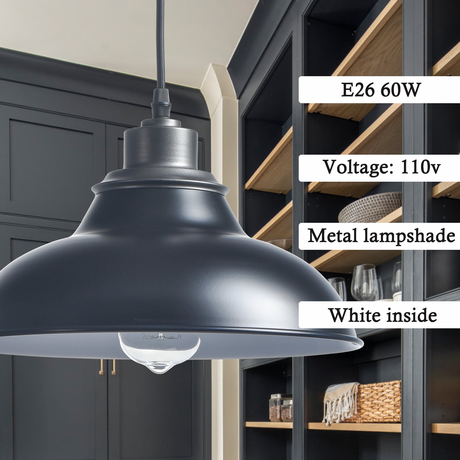 Claxy Black Barn Style Pendant Light Fixtures with Cord