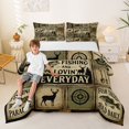 thumbnail image 2 of Feelyou Country Hunting Fishing Sign Full Size Comforter Sets for Men Boys, Rustic Wooden Cabin Animal Bedding Sets, Olive Drab, Black Reversible, 3 Pieces, 2 of 6