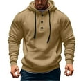 thumbnail image 2 of VNKIDY Men Pullover Hooded Sweatshirt Plush Soft Comfortable Casual Long Sleeve Outdoor Athletic Jacket Fall Winter Male Solid Color Autumn Streetwear Birthday, 2 of 4