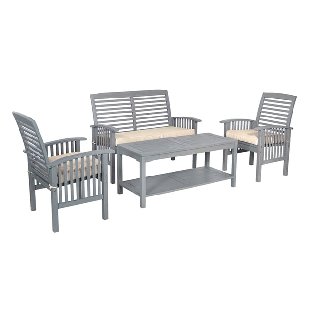 4-Piece Classic Outdoor Patio Chat Set - Grey Wash