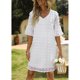 thumbnail image 4 of Vestido ANGGREK de Lunares Gasa Corto Verano Cuello en V Blanco M, 4 of 7