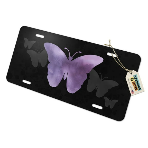 Purple Butterfly Watercolor Silhouette Novelty Metal Vanity Tag License Plate