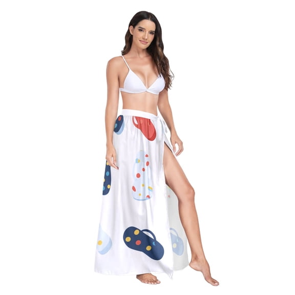 Women's Beach Swimsuit Cover Ups Bathing Suit Coverups Bikini Wrap Dress for Swimwear Flip Flop with Dots