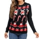 thumbnail image 1 of Gibobby Suéter Abrigo Mujer Suéter de Navidad suelto a la moda para mujer, suéter de punto Jacquard de manga larga con cuello Rojoondo para el día de invierno (Negro, S), 1 of 5