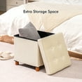 thumbnail image 3 of PINPLUS Storage Ottoman, Ottoman Cube with Tray& Wood Legs, Footstool with Storage for Bedroom Living Room Dorm, White 15 x 15 x 15.7 Inches, 3 of 9