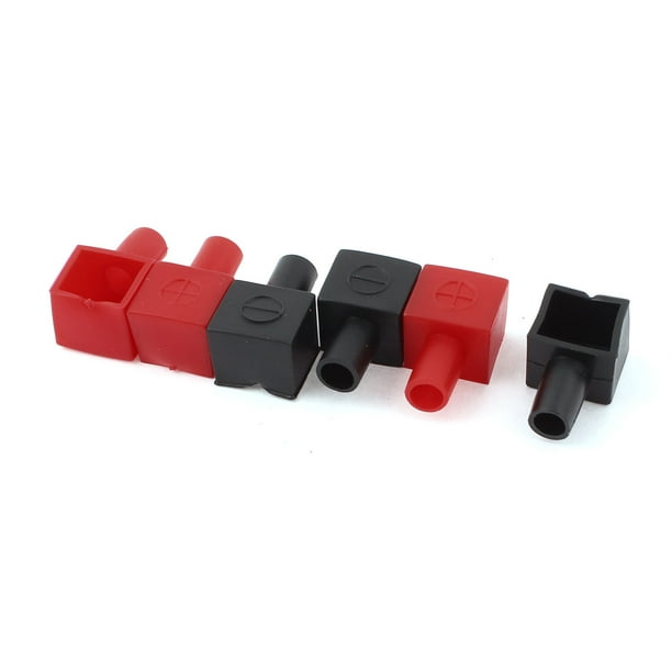 Cubierta de terminal de batería de automóvil, funda de aislamiento de plástico blando, manga negra y roja, 3 pares