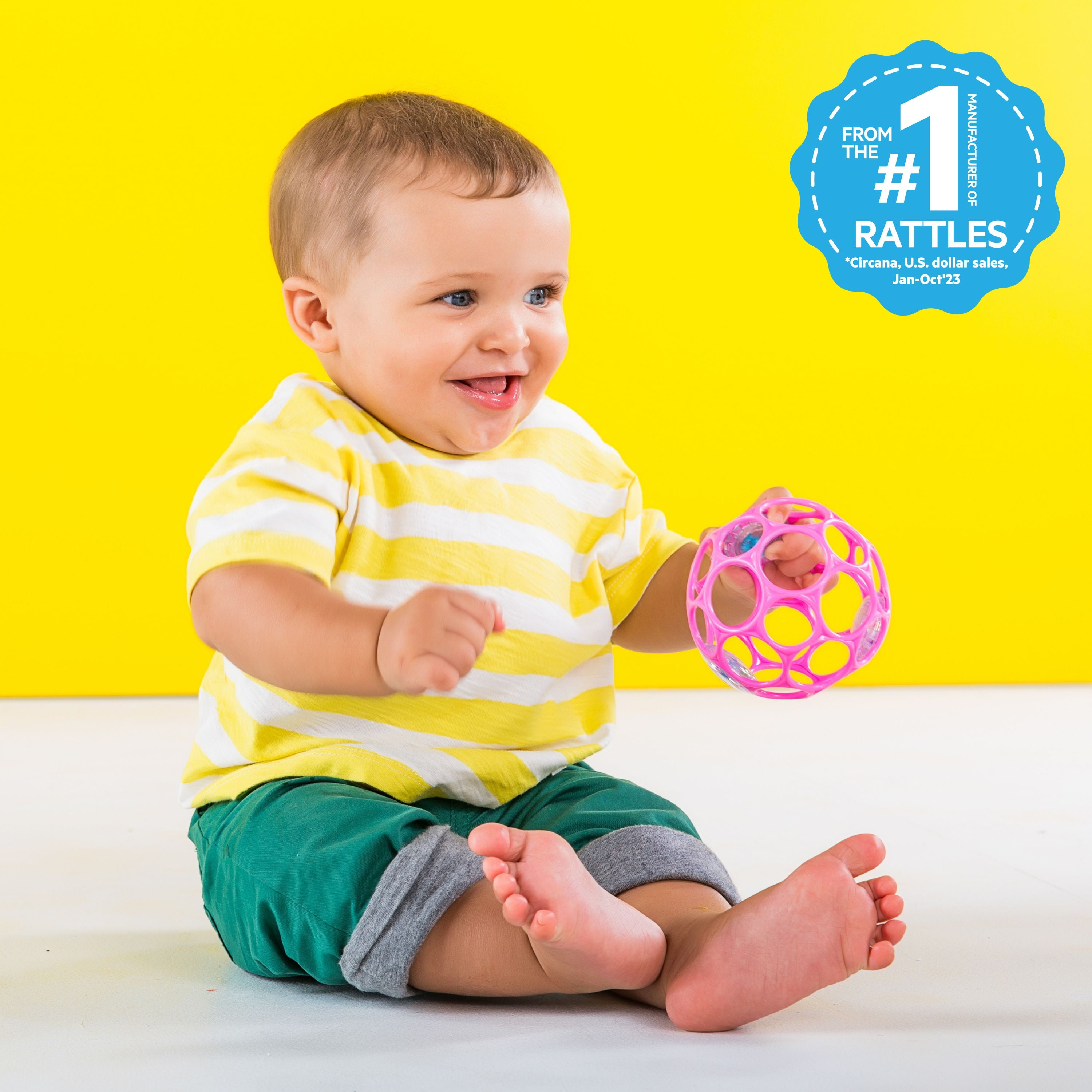 Bright Starts Oball Rattle Easy-Grasp Toy - Pink
