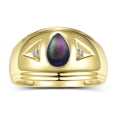 thumbnail image 1 of RYLOS Men's Rings 14K Yellow Gold Ring Timeless Pear Shape Tear Drop Cabochon Gemstone & Diamond Rings; Cabochon Alexandrite Rings For Men Size 11, 1 of 5