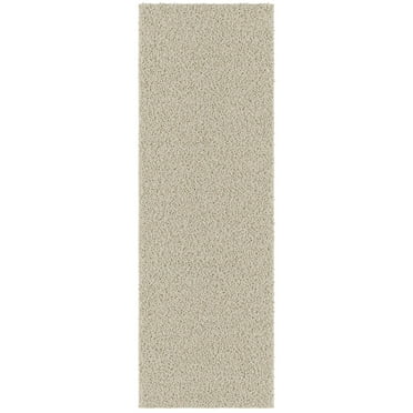 Ottomanson Chimera Non-Slip Rubberback Solid 2x6 Soft Indoor Runner Rug, 2' x 6', Cream
