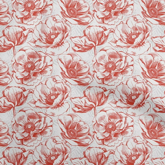oneOone Polyester Spandex Red Fabric Floral Craft Projects Decor Fabric Printed By The Yard 56 Inch Wide