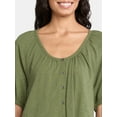 thumbnail image 2 of Time and Tru Women's Cotton Peasant Top, Sizes XS-XXXL, 2 of 5