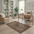thumbnail image 2 of ODIKA 4'x6' Red Blue Starburst Medallion Design Washable Area Rug Intricate Antiqued -Blend Pattern Stain Resistant, Low Pile, Easy Care for Dorm Room, Small Living, 2 of 7